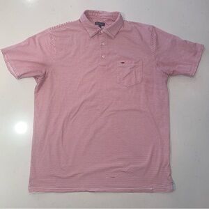 Fish Hippie Pima cotton Striped polo Shirt 2XL white red pocket